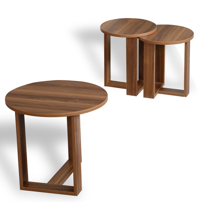 Hanah Home Mesas Nido Nogal Tablero Partículas Melamina 18mm Mesa Grande 52cm Mediana 43cm Pequeña 41cm